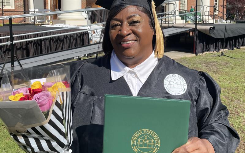 At the age of 62, Lake City native Erma Harris-Morris reached her longtime goal of earning a bachelor’s degree in Social Work from Thomas University this month. (COURTESY)