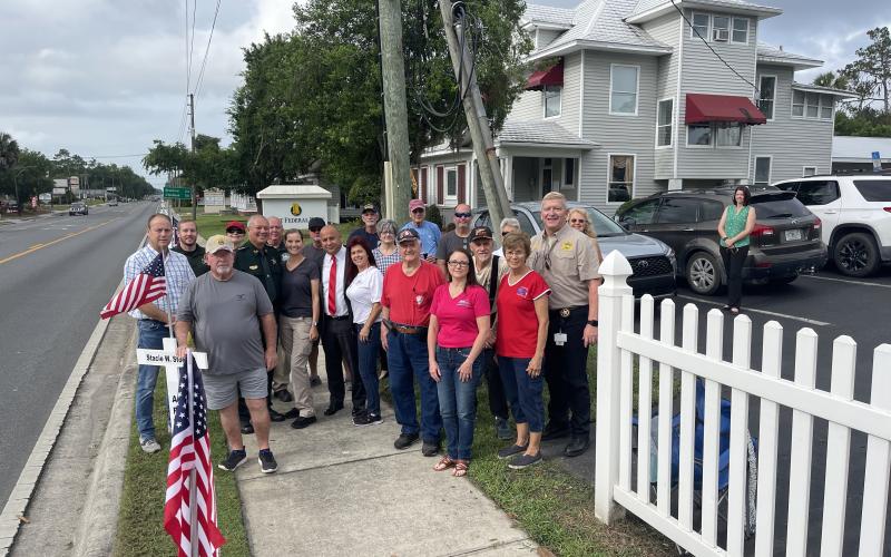 Volunteers with the ‘Crosses for Our Community’ project installed more than 330 crosses and flags along South Ohio Avenue on Monday for the Memorial Day holiday to honor veterans. (COURTESY)