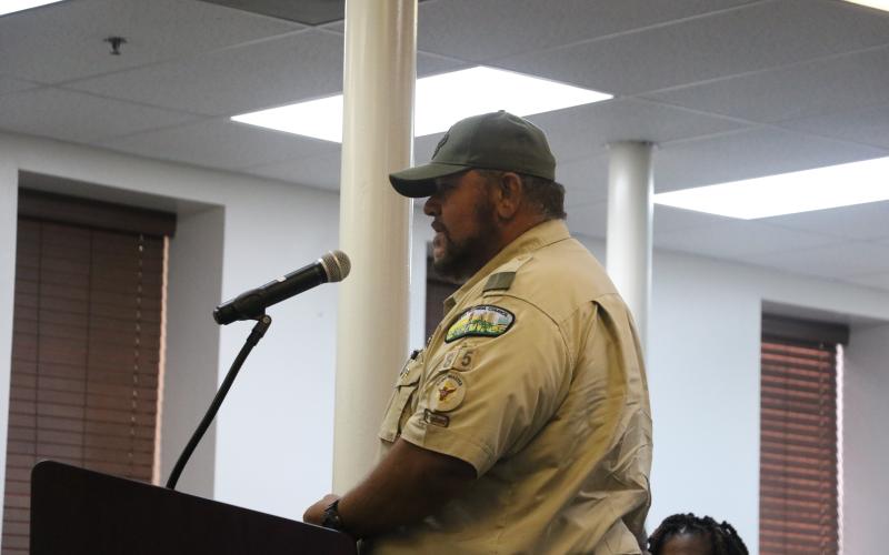 Scoutmaster Tom Mullins, a U.S. Navy veteran, said the pier would mean a lot to veterans. (MORGAN MCMULLEN/Lake City Reporter)