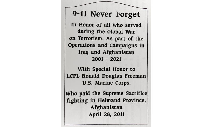 A memorial marker for those who fought in Afghanistan and Iraq is planned for Olustee Park. (COURTESY)