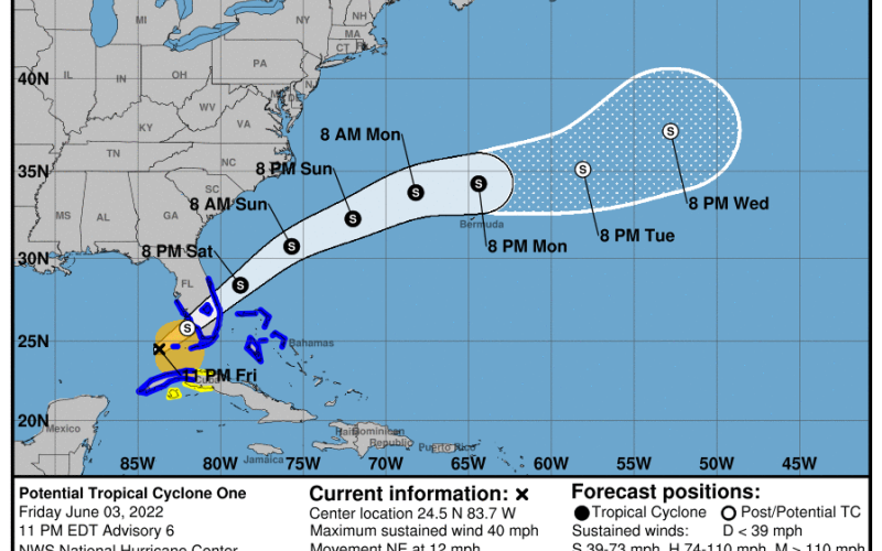 Current forecast for Tropical Storm Agatha. (NOAA)