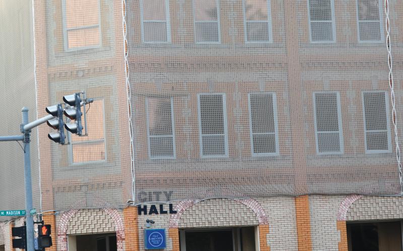 Despite structural deficiencies, which require netting around the building, the Lake City Council is interested in possibly renovating City Hall. (JAMIE WACHTER/Lake City Reporter)