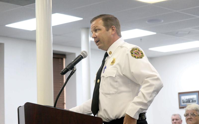 Lake City Fire Chief Josh Wehinger asked the City Council to support a pay increase to help solve staffing issues within the fire department at Tuesday’s meeting. (JAMIE WACHTER/Lake City Reporter)
