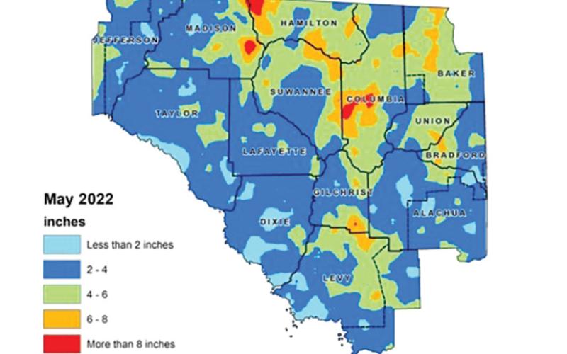 The Suwannee River Water Management District’s 15-county area received more rain in May than its historical average for the month. (COURTESY/Suwannee River Water Management District)