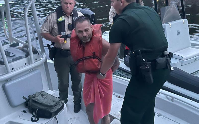 Jesse Lamb was caught trying to swim away from Suwannee County Sheriff’s deputies in the Suwannee River on July 2. (COURTESY SCSO)
