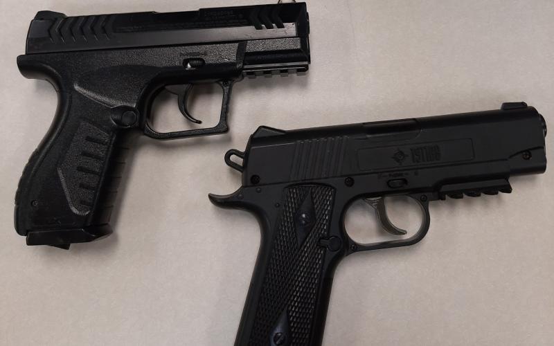The Columbia County Sheriff’s Office posted this photo of a pair of airsoft guns used in separate incidents to its Facebook page while asking for parents to supervise playtime with the toys. (COURTESY CCSO)
