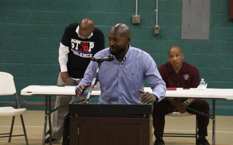 Sylvester Warren, speaking at the Richardson Community Center Summer Fest 2022 on Saturday, was trespassed from the facility on Monday by county officials. (MORGAN MCMULLEN/Lake City Reporter)