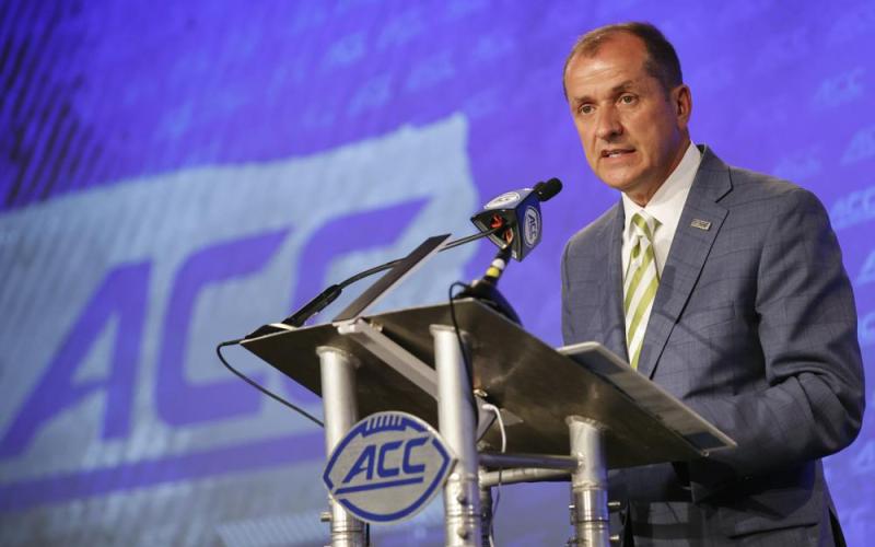 Atlantic Coast Conference commissioner Jim Phillips speaks during ACC Media Days on Wednesday in Charlotte, N.C. (NELL REDMOND/Associated Press)