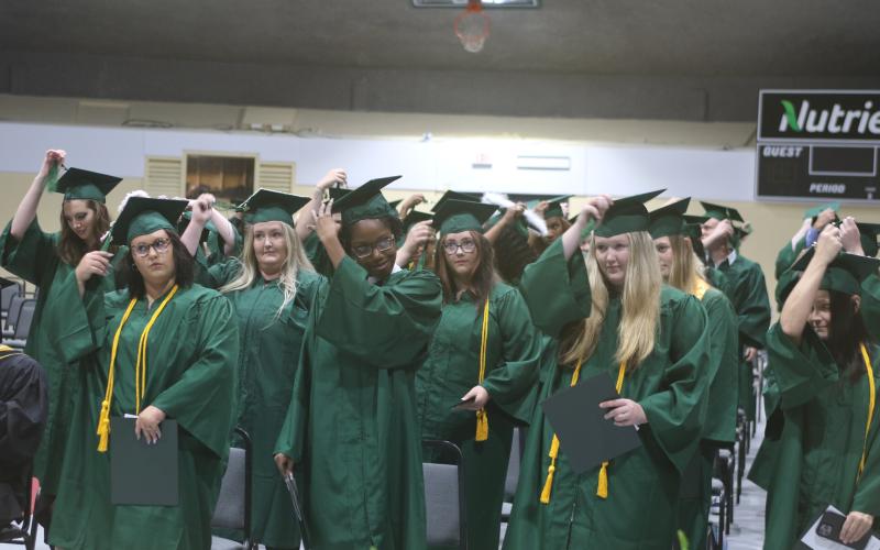 Florida Gateway students turn their tassels, becoming FGC graduates during the college’s summer graduation ceremony Tuesday evening. (TONY BRITT/Lake City Reporter)