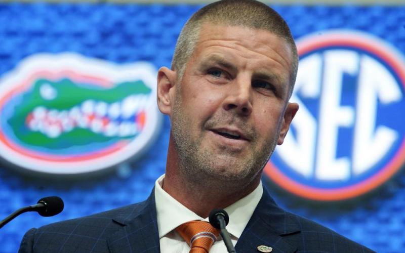 Florida head coach Billy Napier speaks during SEC Media Days on July 20 in Atlanta. (AP FILE)