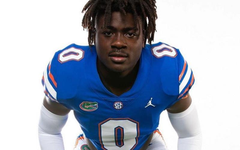 Columbia linebacker Jaden Robinson on his visit to Florida in March. (COURTESY)