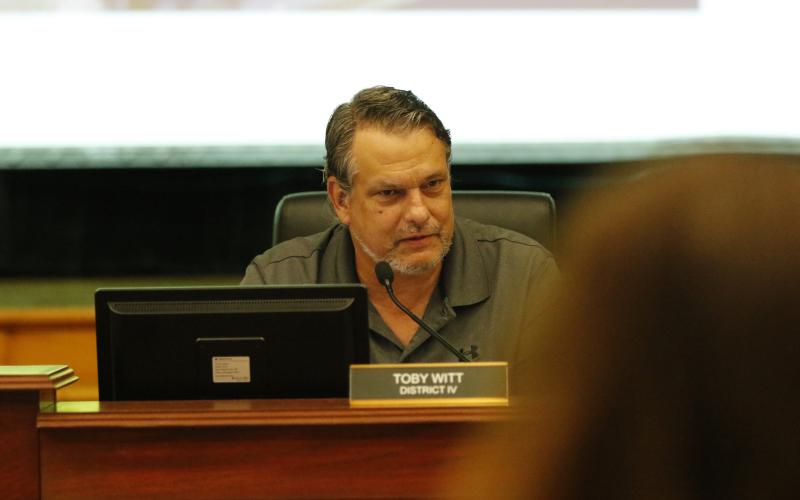 Toby Witt voiced his opposition to raising the county’s fire assessment fee during Tuesday’s special County Commission meeting. (JAMIE WACHTER/Lake City Reporter)