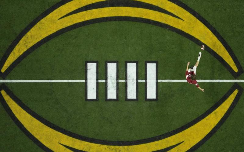 Alabama's James Burnip warms up before the College Football Playoff championship game against Georgia on Jan. 10 in Indianapolis. (AP FILE))