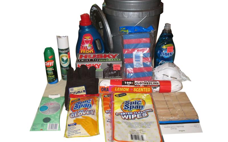 An example of the flood buckets that Rotary Clubs are collecting for Hurricane Ian victims in Southwest Florida. (COURTESY)