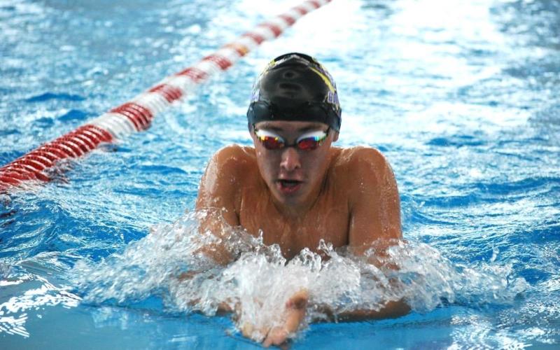 Columbia swimmer Ian Disosway competes in the 100 breaststroke at the Region 1-3A meet on Oct. 26. (COURTESY)