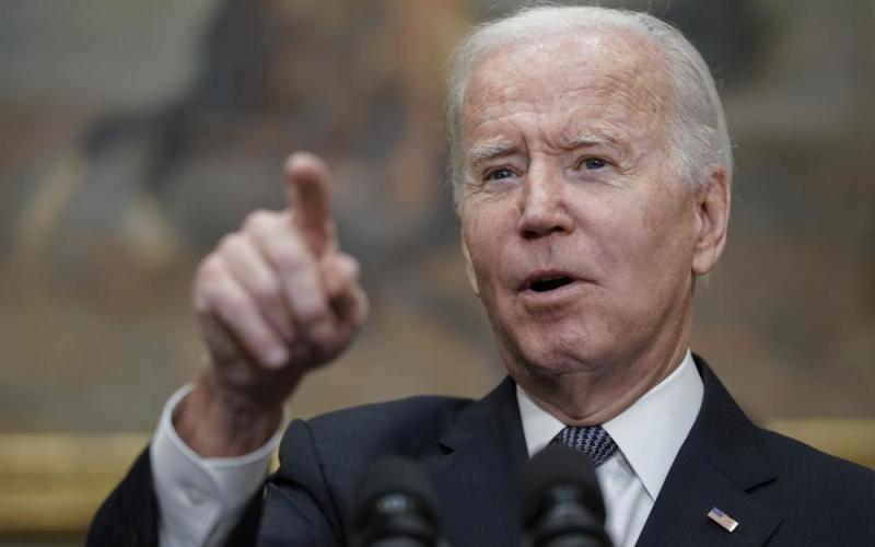 President Joe Biden calls on a reporter for a question after speaking about deficit reduction Friday in the Roosevelt Room at the White House in Washington. (J. SCOTT APPLEWHITE/Associated Press)