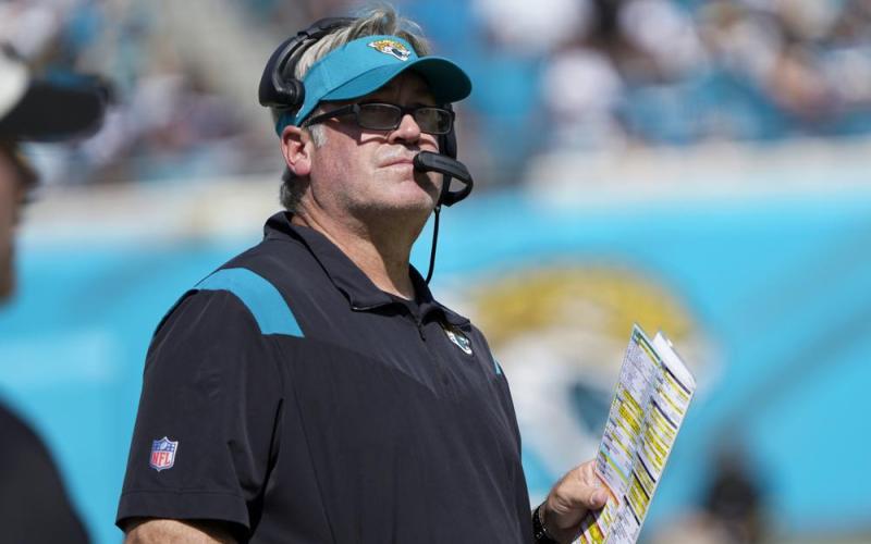 Jacksonville Jaguars head coach Doug Pederson watches against the Houston Texans during Sunday's game in Jacksonville. (JOHN RAOUX/Associated Press)
