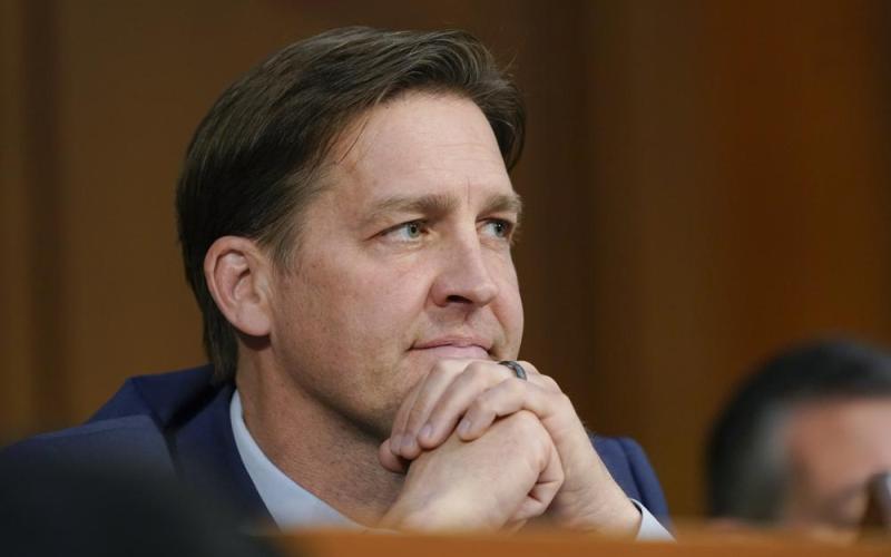 Sen. Ben Sasse (R-Neb.) listens during a confirmation hearing for Supreme Court nominee Ketanji Brown Jackson before the Senate Judiciary Committee on Capitol Hill in Washington on March 23. Sasse is the sole finalist to become the president of the University of Florida, the school said Thursday. (ALEX BRANDON/Associated Press)