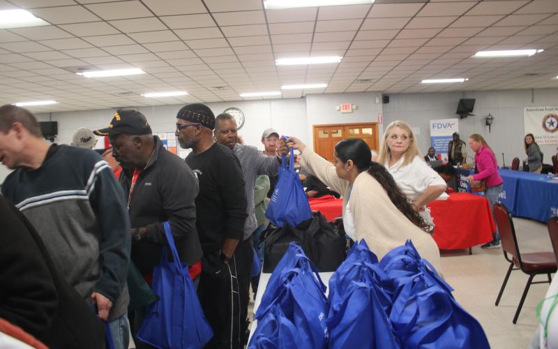 Veterans who attended the Veterans Stand Down event Wednesday received bags of toiletries. (TONY BRITT/Lake City Reporter)