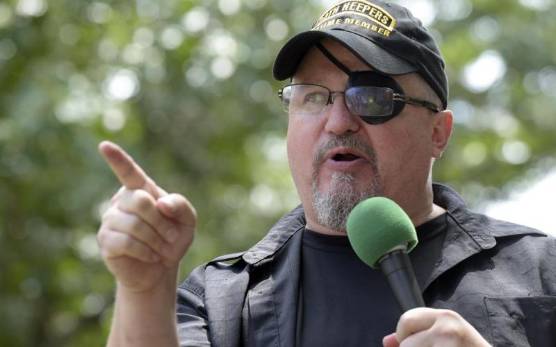 Stewart Rhodes, founder of the citizen militia group known as the Oath Keepers speaks during a rally outside the White House in Washington, on June 25, 2017. (AP File)