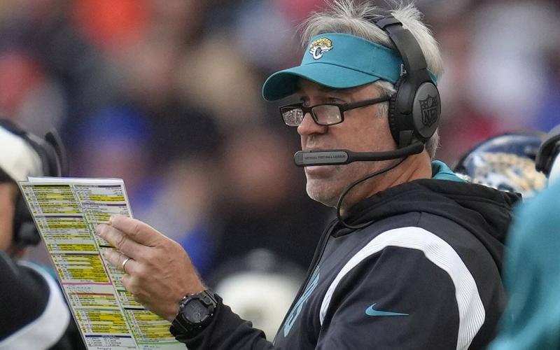 Jacksonville Jaguars head coach Doug Pederson looks on during a game against the Denver Broncos at Wembley Stadium on Oct. 30 in London. (KIRSTY WIGGLESWORTH/Associated Press)