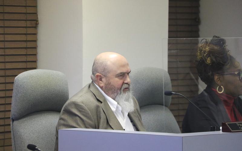 Lake City Manager Paul Dyal speaks during Wednesday’s special meeting on HAECO’s lease. (MORGAN MCMULLEN/Lake City Reporter)