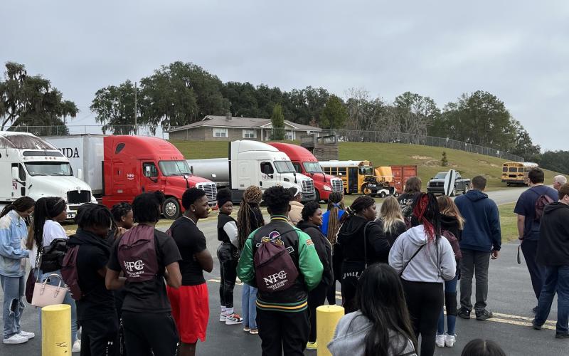 Hamilton County High School students gather for a ‘mini-preview’ of the North Florida College campus. (COURTESY)