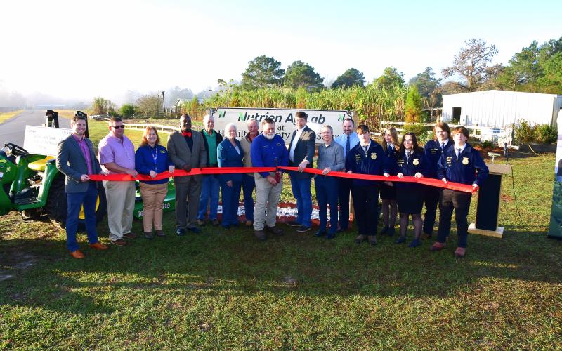 Nutrien announced a $150,000 donation to Hamilton County High School to support its agriculture program at a ribbon-cutting on the Nutrien Ag Lab at Hamilton County High School on Friday. (COURTESY)