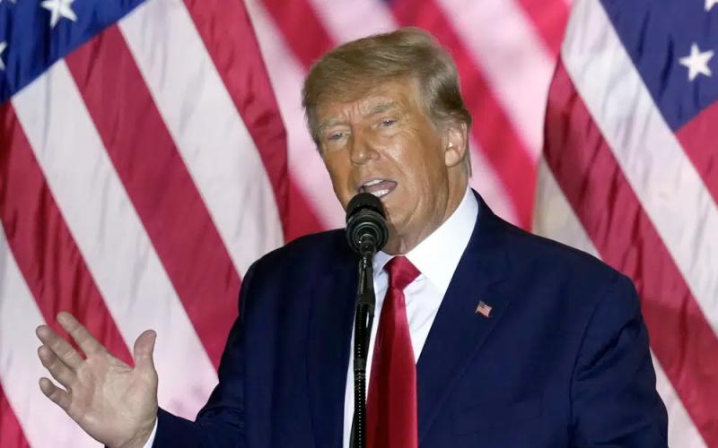 Former President Donald Trump announces a third run for president as he speaks at Mar-a-Lago in Palm Beach on Nov. 15. As a businessman and president, Trump faced a litany of lawsuits and criminal investigations yet emerged from the legal scrutiny time and again with his public and political standing largely intact. (REBECCA BLACKWELL/AP File)