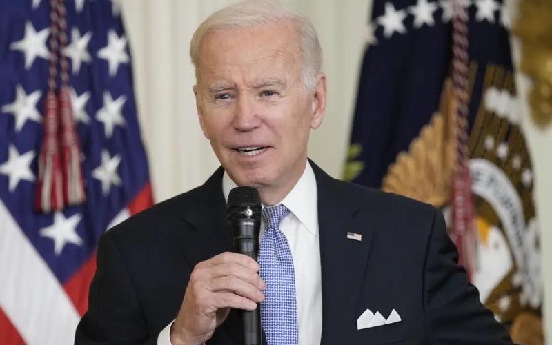 President Joe Biden speaks in the East Room of the White House to mayors who are attending the U.S. Conference of Mayors winter meeting on Jan. 20 in Washington. (SUSAN WALSH/Associated Press)