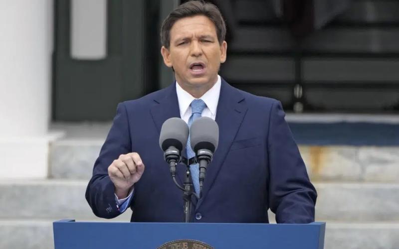 Florida Gov. Ron DeSantis speaks after being sworn in to begin his second term during an inauguration ceremony outside the Old Capitol on Jan. 3 in Tallahassee. (AP FILE)