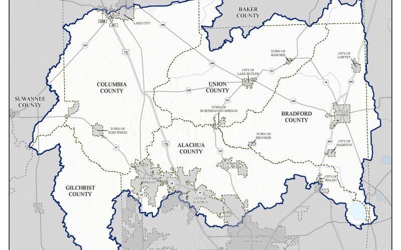 Public meetings are scheduled for late February to discuss flood risk maps for the Santa Fe Watershed, which includes the southern half of Columbia County. (COURTESY SUWANNEE RIVER WATER MANAGEMENT DISTRICT)