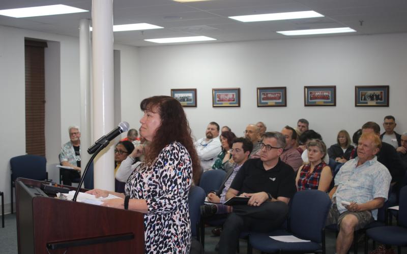 Resident Liz Freyre had a list of seven concerns with a planned 325-home development along Bascom Norris Drive. (TONY BRITT/Lake City Reporter)