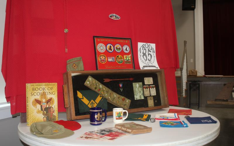 Boy Scouts Troop 85 memorabilia is on display at the First Presbyterian Church in Lake City for National Boy Scout Sunday, which is this weekend. Lake City’s historic troop is celebrating its centennial as part of the national celebration of scouting. (TONY BRITT/Lake City Reporter)