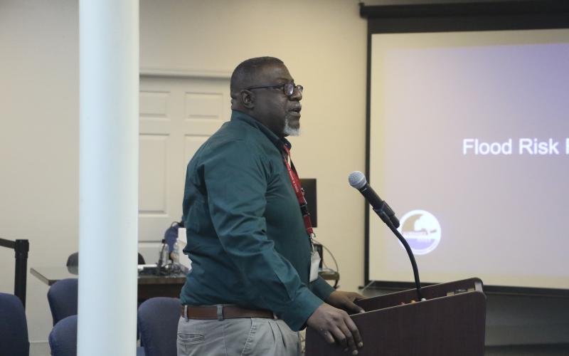 Leroy Marshall, chief professional engineer for the Suwannee River Water Management District, urged people to attend a flood risk map meeting later this month. Westside Community Center is hosting one on Feb. 23. (MORGAN MCMULLEN/Lake City Reporter)