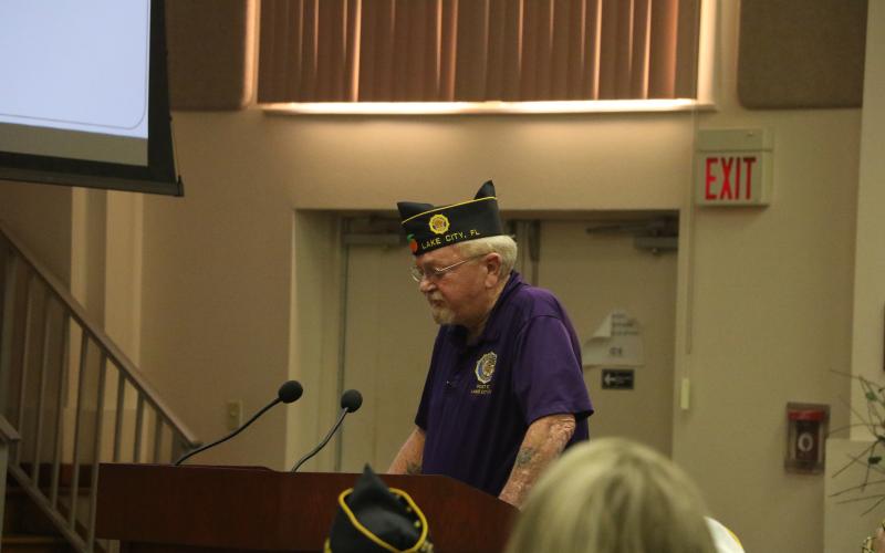 William Huggins with the American Legion Post 57 talked briefly with the commissioners about the ordinance granted them use of gaming devices. (MORGAN MCMULLEN/Lake City Reporter)