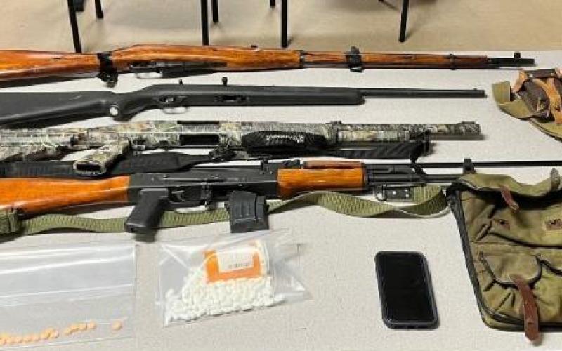 Multiple firearms and ammunition were found in a burglary suspect's vehicle Thursday. (COURTESY)