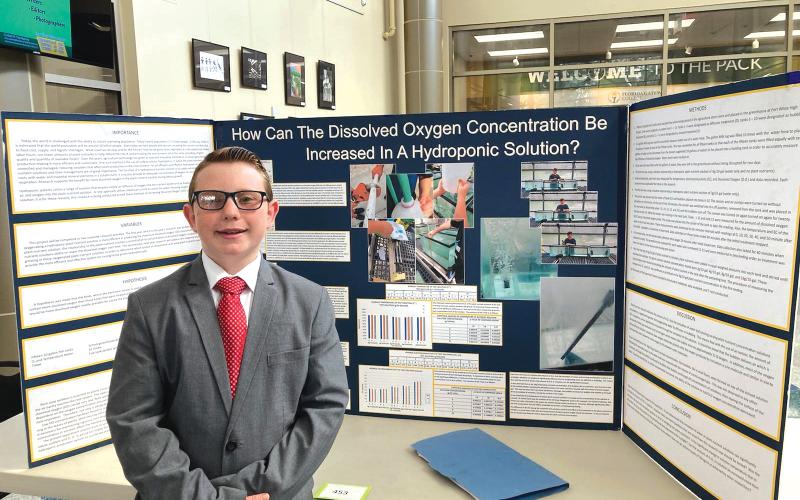 Fort White Middle School’s Cyler Robinson won the top junior division project award for his ‘How Can the Dissolved Oxygen Concentration Be Increased In A Hydroponic Solution?’. (COURTESY)