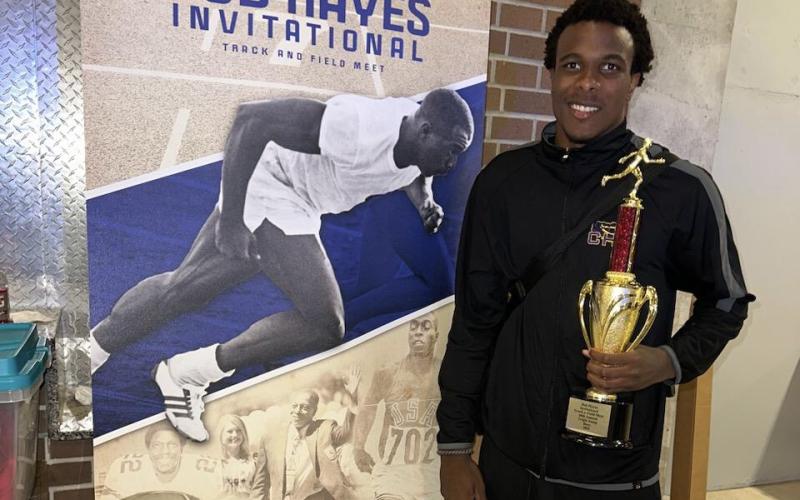 Columbia's Seth Stockton won the triple jump at the Bob Hayes Invitational on Saturday. (COURTESY)