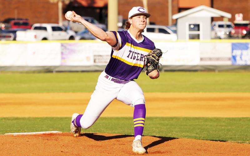 Columbia pitcher Josh Fernald pitches against Valdosta on Thursday night. (BRENT KUYKENDALL/Lake City Reporter)