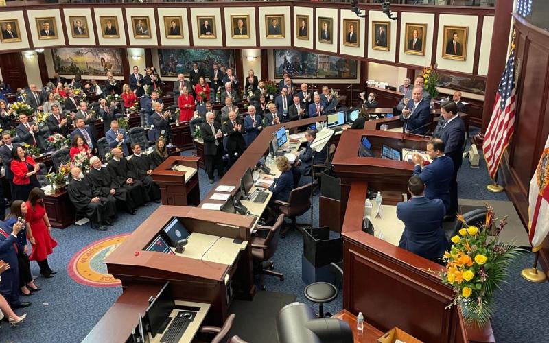 Legislators applaud during the State of the State address from Gov. Ron DeSantis to open the 2022 legislative session. (NEWS SERVICE OF FLORIDA FILE)