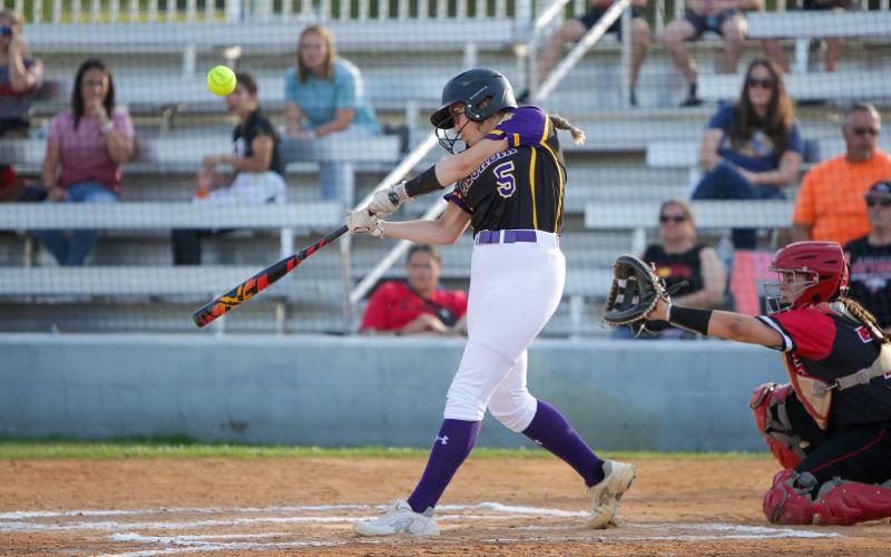 Columbia's McKenna O'Sullivan makes contact with a pitch against Middleburg last Friday. (BRENT KUYKENDALL/Lake City Reporter)