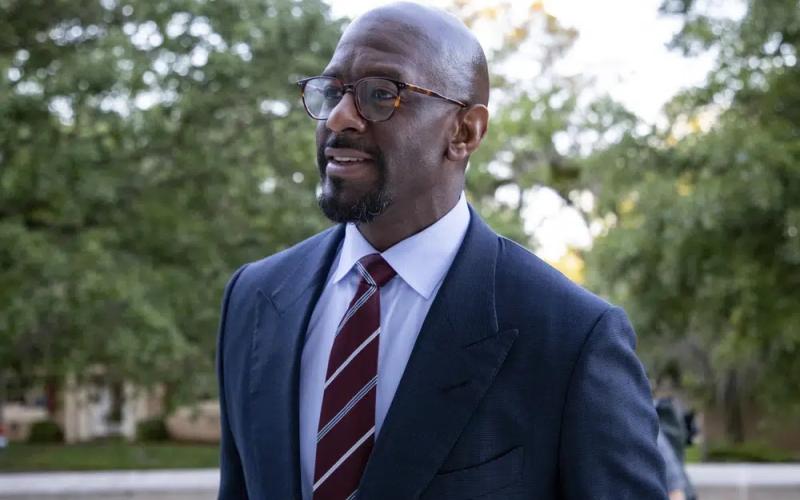 Former Tallahassee Mayor and Florida Democratic gubernatorial candidate Andrew Gillum arrives at the federal courthouse for jury selection in his corruption trial April 17 in Tallahassee. (ALICIA DEVINE/Tallahassee Democrat via AP)