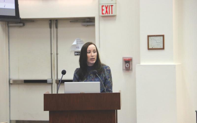 Dr. Molly White addresses the Lake Shore Hospital Authority during a Nov. 1 meeting. (FILE)