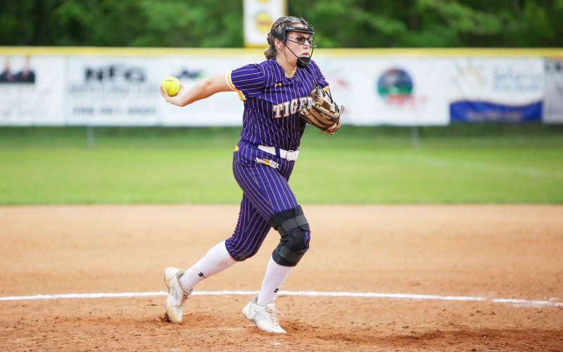 Columbia pitcher McKenna O'Sullivan winds up to pitch against P.K. Yonge on Tuesday. (BRENT KUYKENDALL/Lake City Reporter)