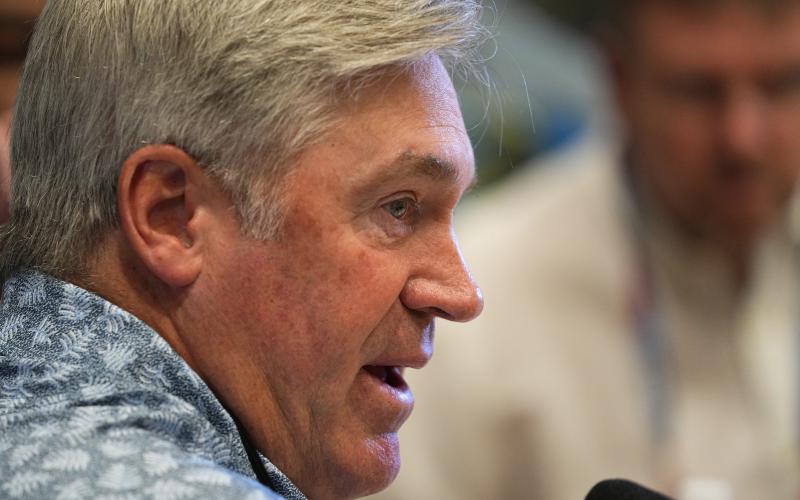 Jacksonville Jaguars head coach Doug Pederson speaks during the AFC head coaches availability at the NFL meetings on March 27 in Phoenix. (MATT YORK/Associated Press)