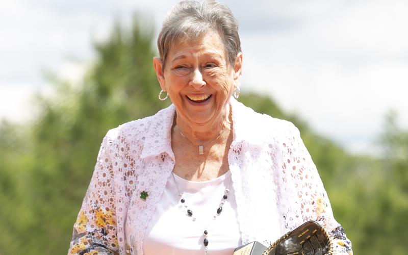 FGC held a ceremony Wednesday afternoon to rededicate the new softball field to former coach Jean Williams. (JEN CHASTEEN/Special to the Reporter)