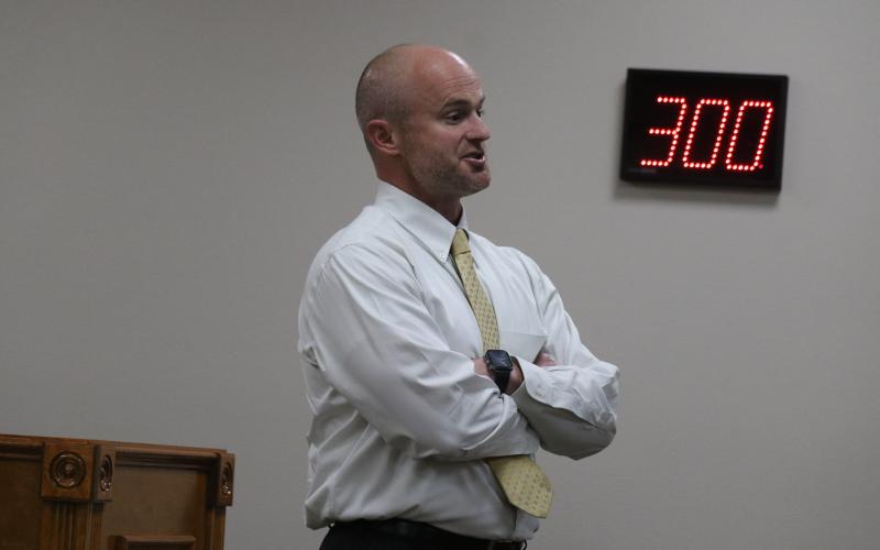 State Attorney John Durrett responds to a question Thursday about charges against Sylvester Warren. (JAMIE WACHTER/Lake City Reporter)