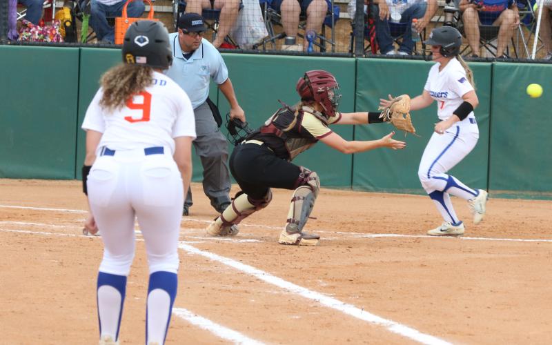 Branford's Makayla Williams scores a run during the Class 1A state championship game on Tuesday. (MORGAN MCMULLEN/Lake City Reporter)
