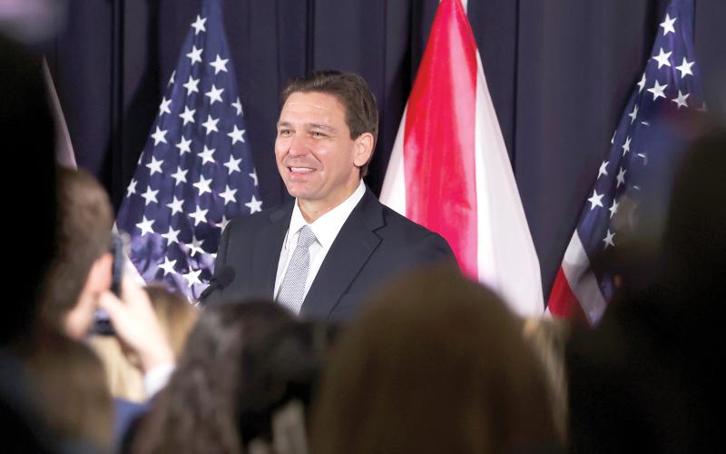 Florida Gov. Ron DeSantis, taking the stage during a press conference at Cambridge Christian School last week in Tampa, announced his presidential bid Wednesday during an appearance on Twitter Spaces with Elon Musk. (Dirk Shadd/Tampa Bay Times/TNS)